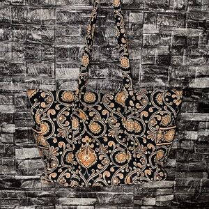 Vera Bradley Black and Gold Paisley Tote